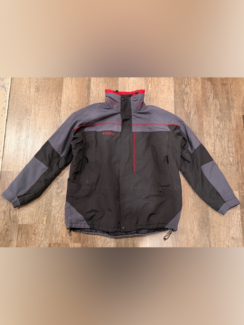 Final price Columbia Interchange Ski Jacket Black Red Grey Mens Size XL